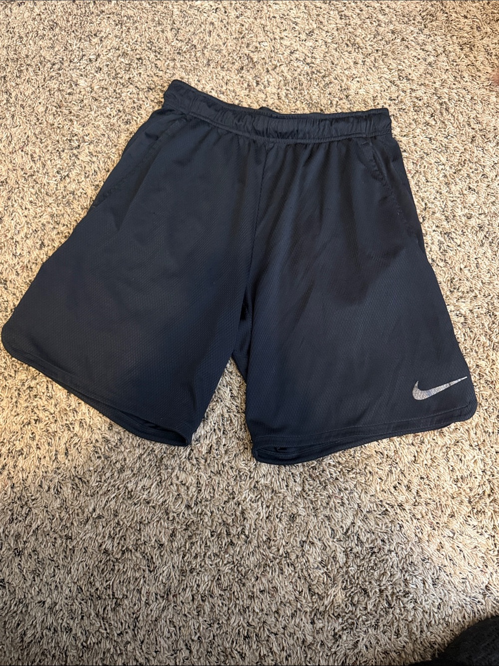 Nike Men’s Black Athletic Mesh Shorts with Reflective Swoosh